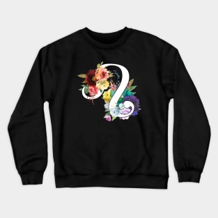 Leo Horoscope Zodiac Rainbow Flowers Design Crewneck Sweatshirt